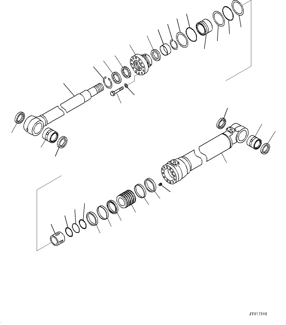 Komatsu parts book diagram for PC240NLC-11 S/N K70001-UP: BOOM CYLINDER, STRAIGHT BOOM, R.H. (1/2)