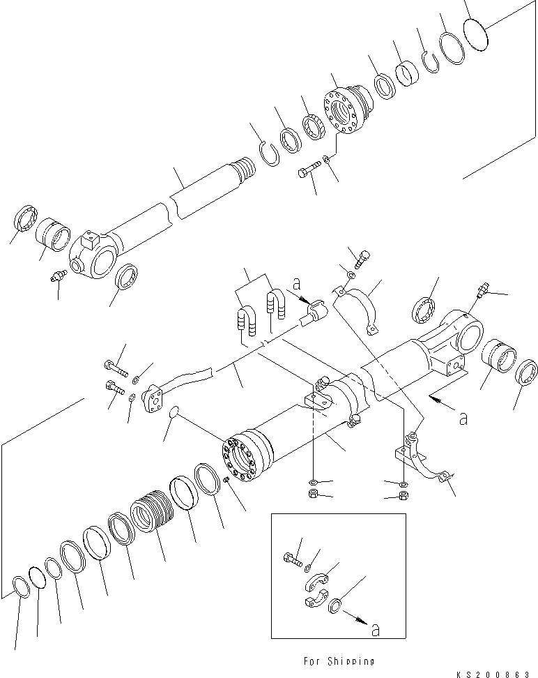 Komatsu parts book diagram for PC240NLC-11 S/N K70001-UP: ARM, 2500MM, BUCKET CYLINDER (FOR LC DEMO)