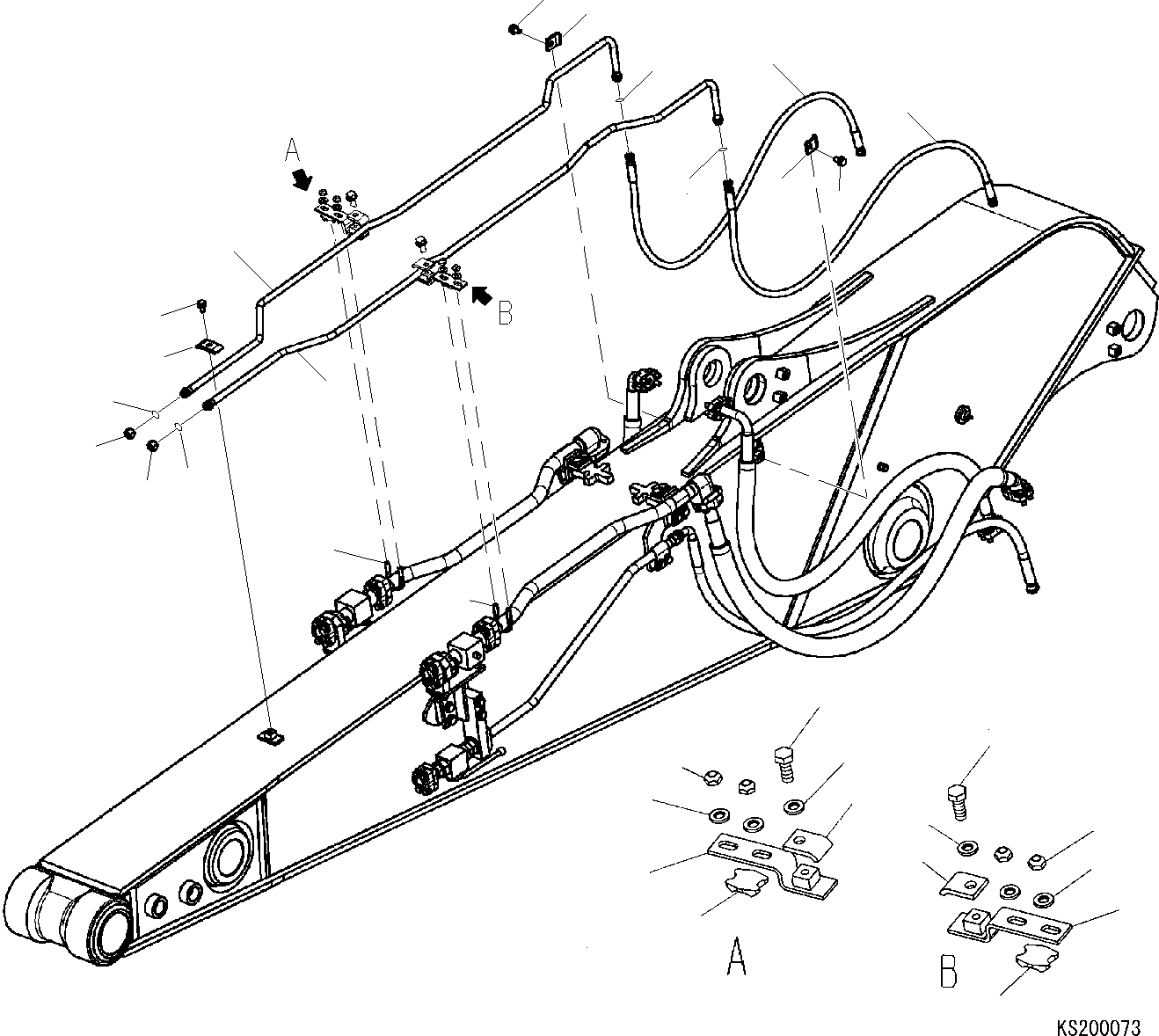 Komatsu parts book diagram for PC240NLC-11 S/N K70001-UP: QUICK COUPLER HOSE, ARM, 3000MM