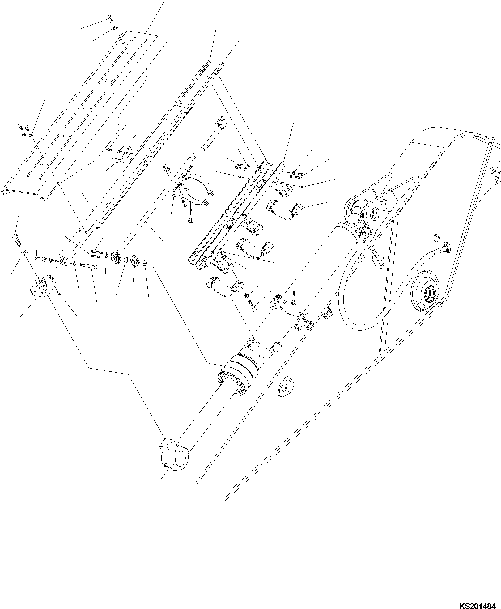 Komatsu parts book diagram for PC240NLC-11 S/N K70001-UP: BUCKET CYLINDER GUARD, ARM, 2500MM (#K70001-K70017)