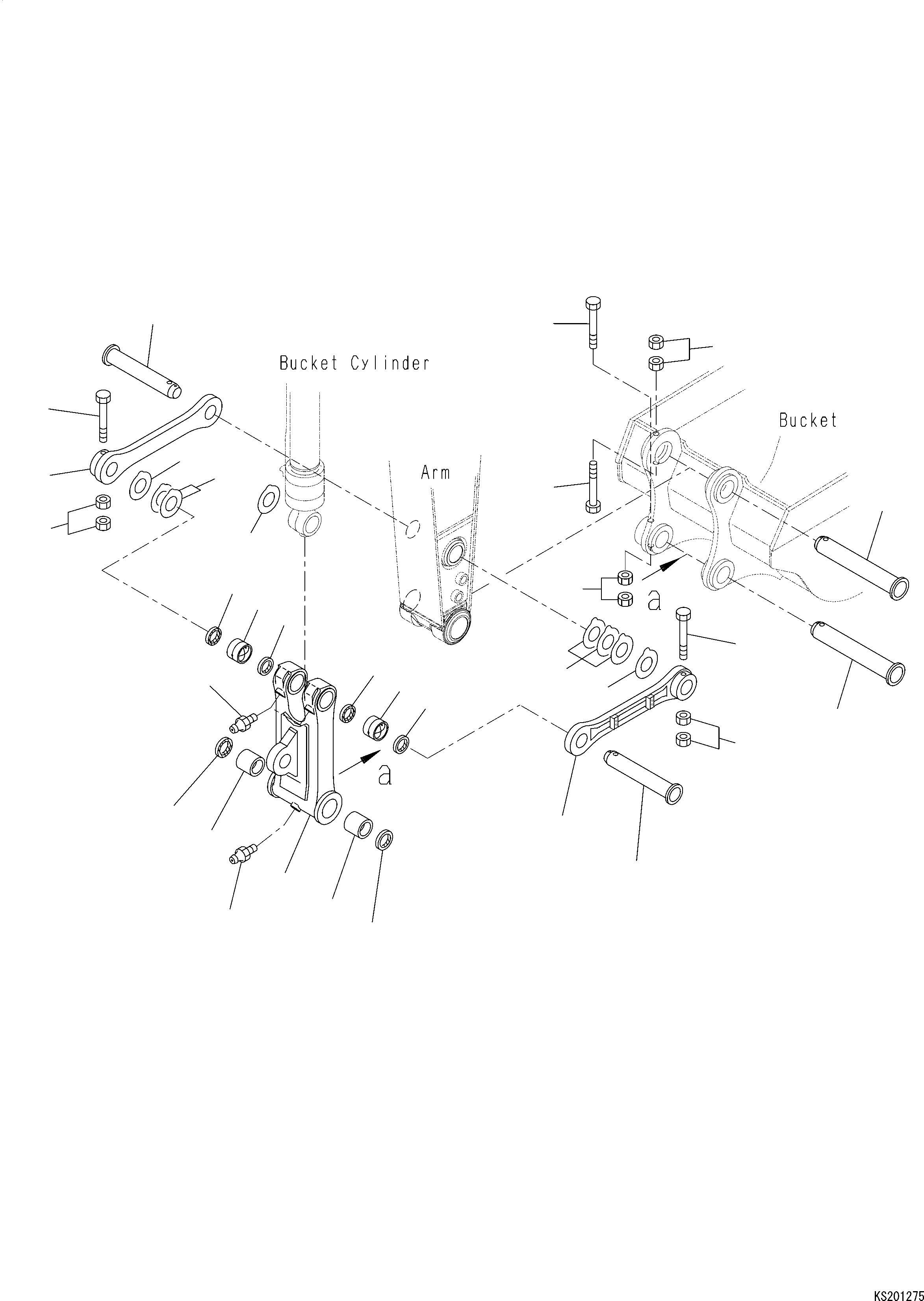 Komatsu parts book diagram for PC240NLC-11 S/N K70001-UP: BUCKET LINK, ARM, WITH LIFTING EYE (FOR LC DEMO)