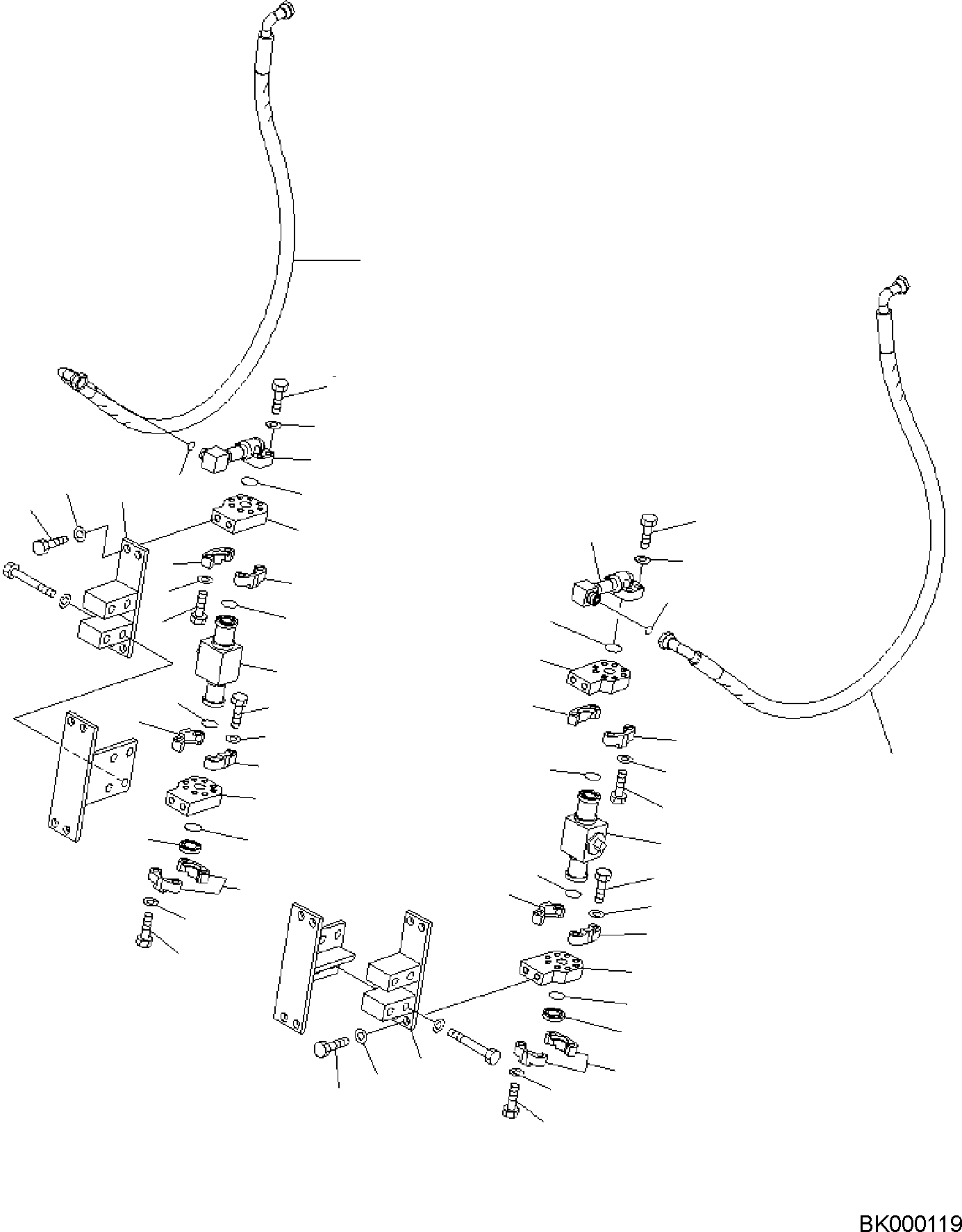 Komatsu parts book diagram for PC240NLC-11 S/N K70001-UP: HYDRAULIC LINE, 2-ATTACHMENT, ARM, 2000MM, ADDITIONAL PIPING (2/2)