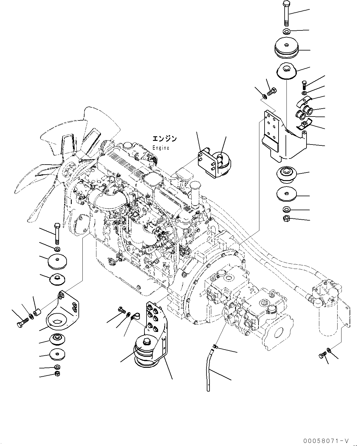 Komatsu parts book diagram for PC300-8 S/N K55001-UP: ENGINE MOUNTING