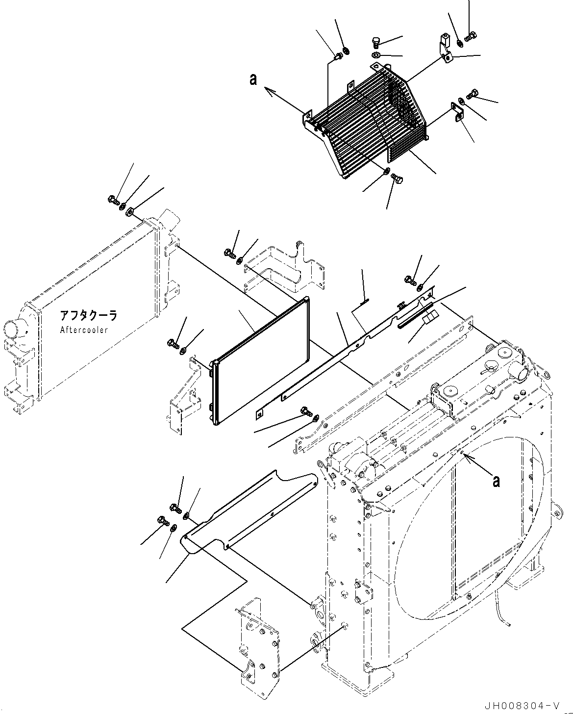 Komatsu parts book diagram for PC300-8 S/N K55001-UP: COOLING SYSTEM, WITH AUTO AIR CONDITIONER, AFTERCOOLER AND CONDENSER