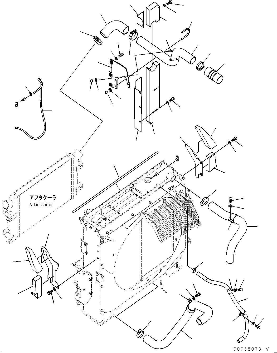Komatsu parts book diagram for PC300-8 S/N K55001-UP: COOLING SYSTEM, WITH AUTO AIR CONDITIONER, RADIATOR PIPING