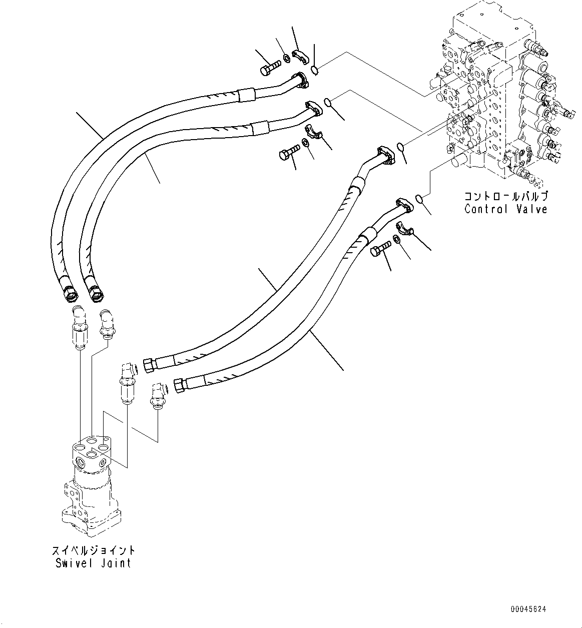 Komatsu parts book diagram for PC300-8 S/N K55001-UP: TRAVEL PIPING