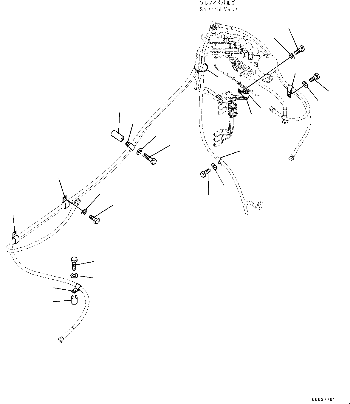 Komatsu parts book diagram for PC300-8 S/N K55001-UP: SOLENOID VALVE, CLAMP