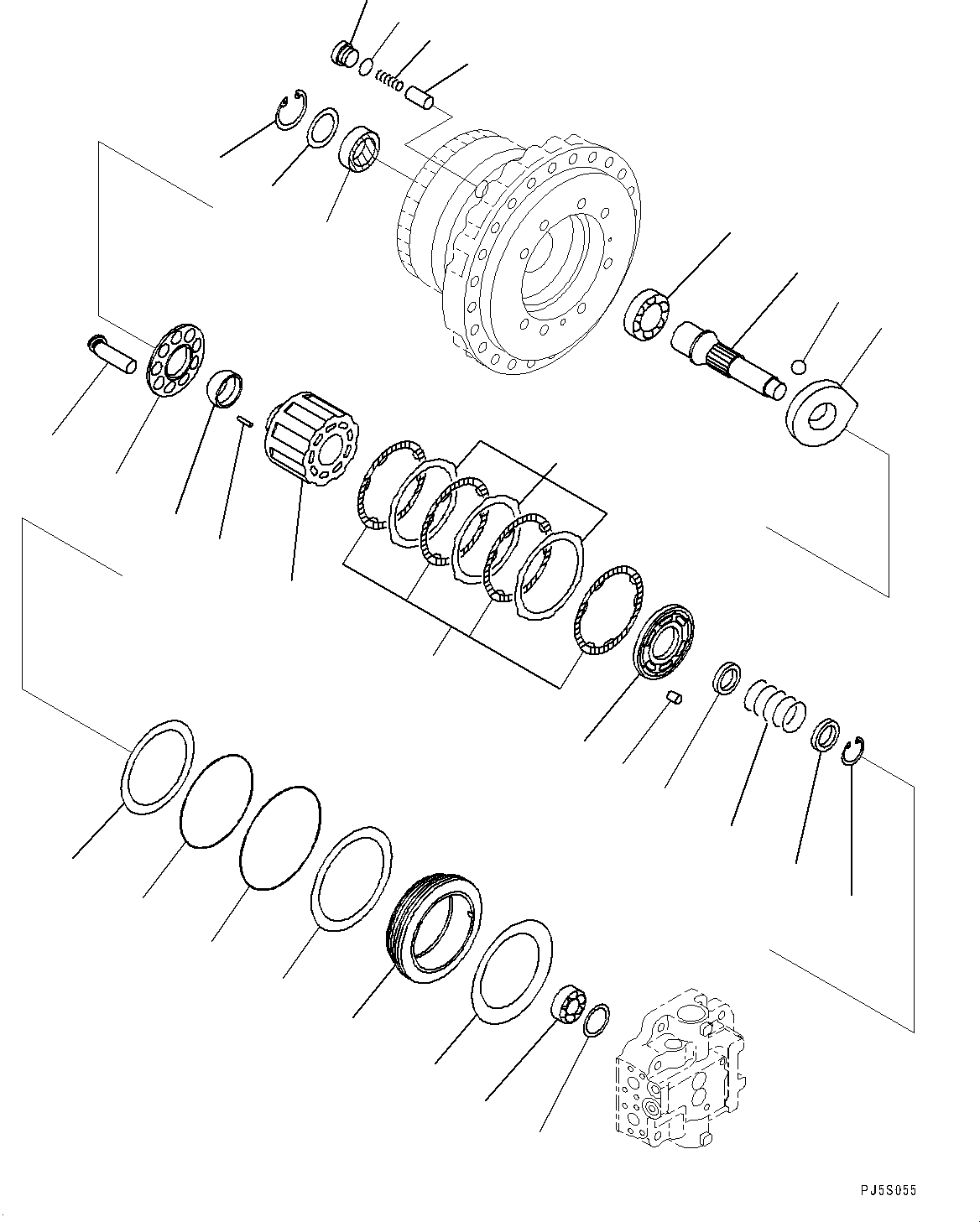 Komatsu parts book diagram for PC300-8 S/N K55001-UP: TRAVEL MOTOR AND FINAL DRIVE, (2/4)