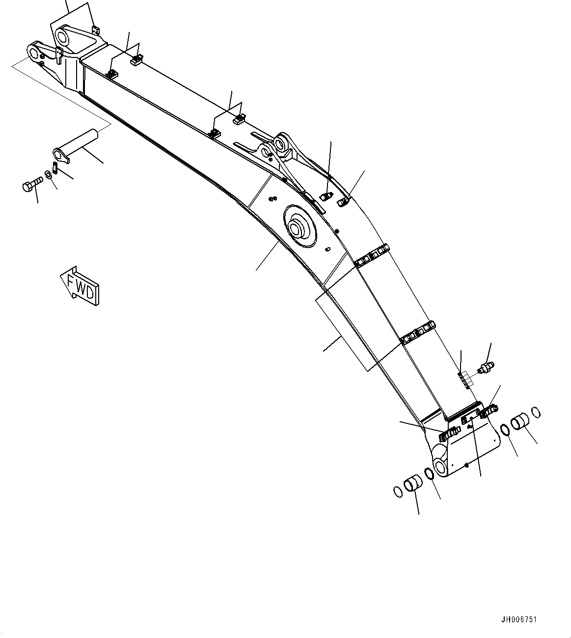 Komatsu parts book diagram for PC300-8 S/N K55001-UP: BOOM, 6.5M, STRENGTHENED, BOOM AND TOP PIN