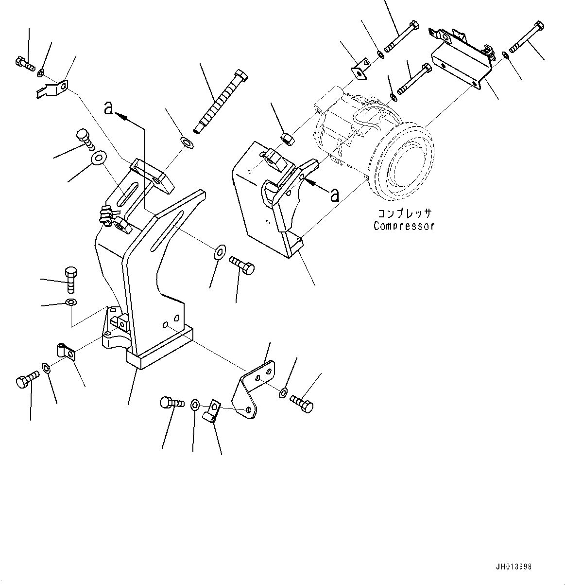 Excavators Komatsu / PC210LC-11 S/N K70001-UP(PC00015U) / Air Conditioner, Compressor Mounting (#K70001-K70324)(K013002 : K0700-001002)