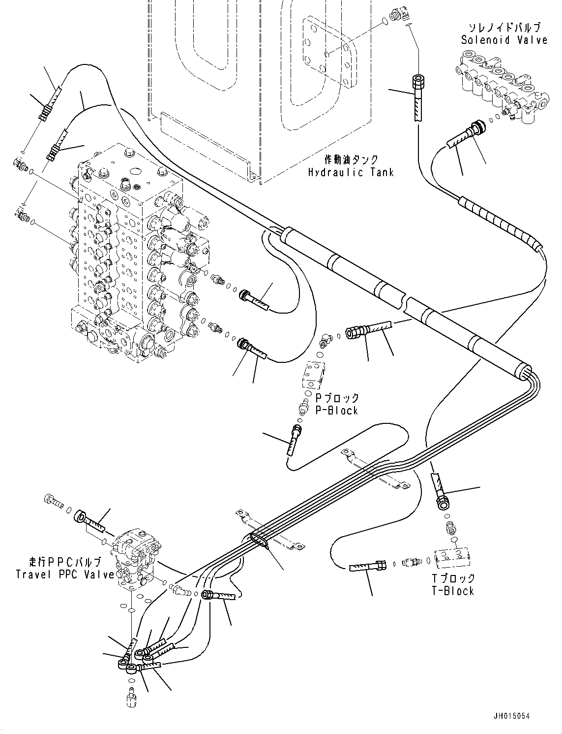 Excavators Komatsu / PC210LC-11 S/N K70001-UP(PC00015U) / Cab, ROPS Cab, Floor, PPC Valve Piping for Travel(K014060 : K1110-001060)