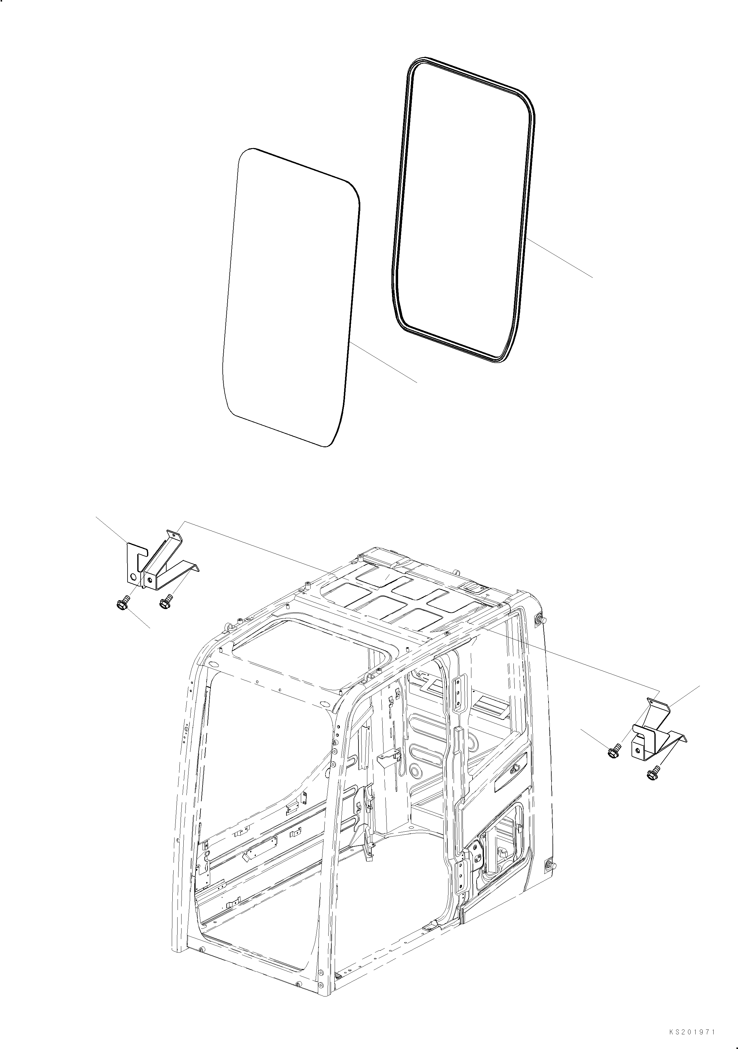 Excavators Komatsu / PC210LC-11 S/N K70001-UP(PC00015U) / Cab, Demolition, Front Window(K015002 : K1110-002002)