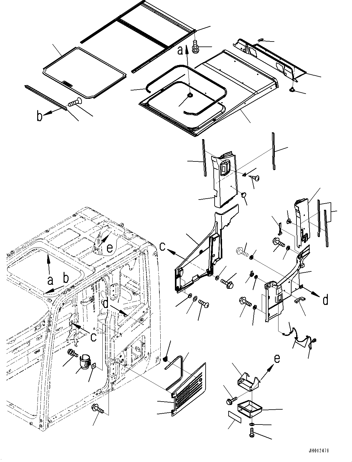 Excavators Komatsu / PC210LC-11 S/N K70001-UP(PC00015U) / Cab, Demolition, Roof Cover, Hanger, Drink Holder and Air Intake(K015011 : K1110-002011)