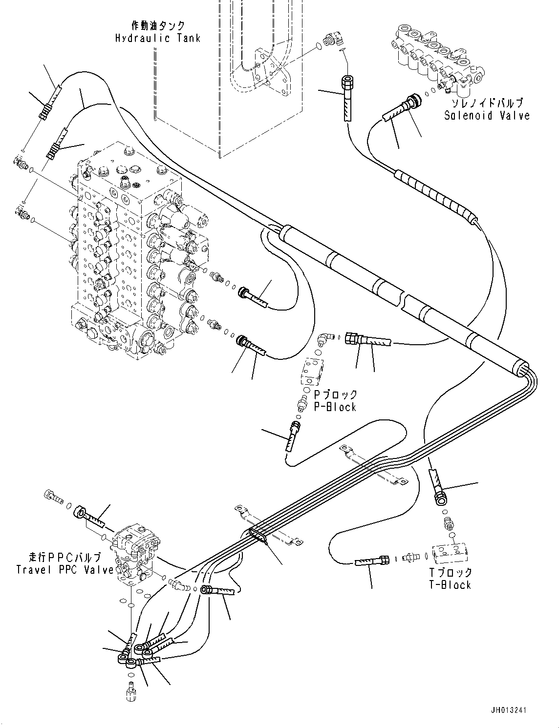 Excavators Komatsu / PC210LC-11 S/N K70001-UP(PC00015U) / Cab, Demolition, Floor, PPC Valve Piping for Travel(K015061 : K1110-002061)