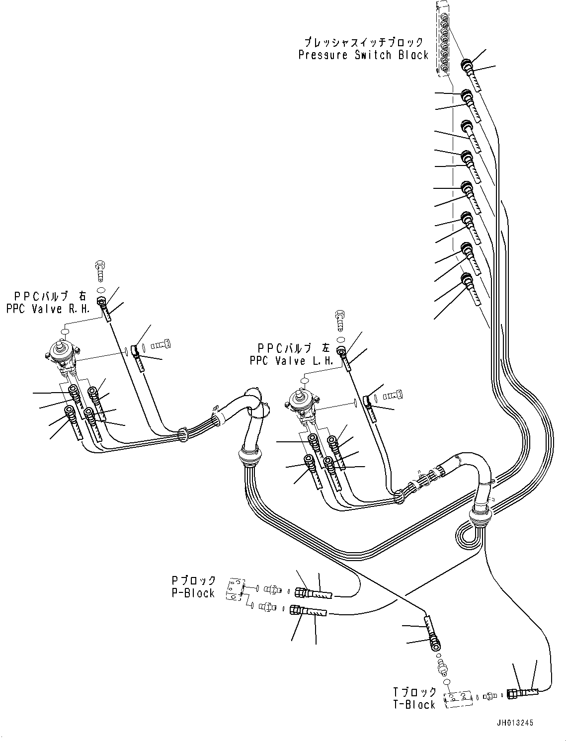Excavators Komatsu / PC210LC-11 S/N K70001-UP(PC00015U) / Cab, Demolition, Floor, PPC Valve Piping for Work Equipment(K015062 : K1110-002062)