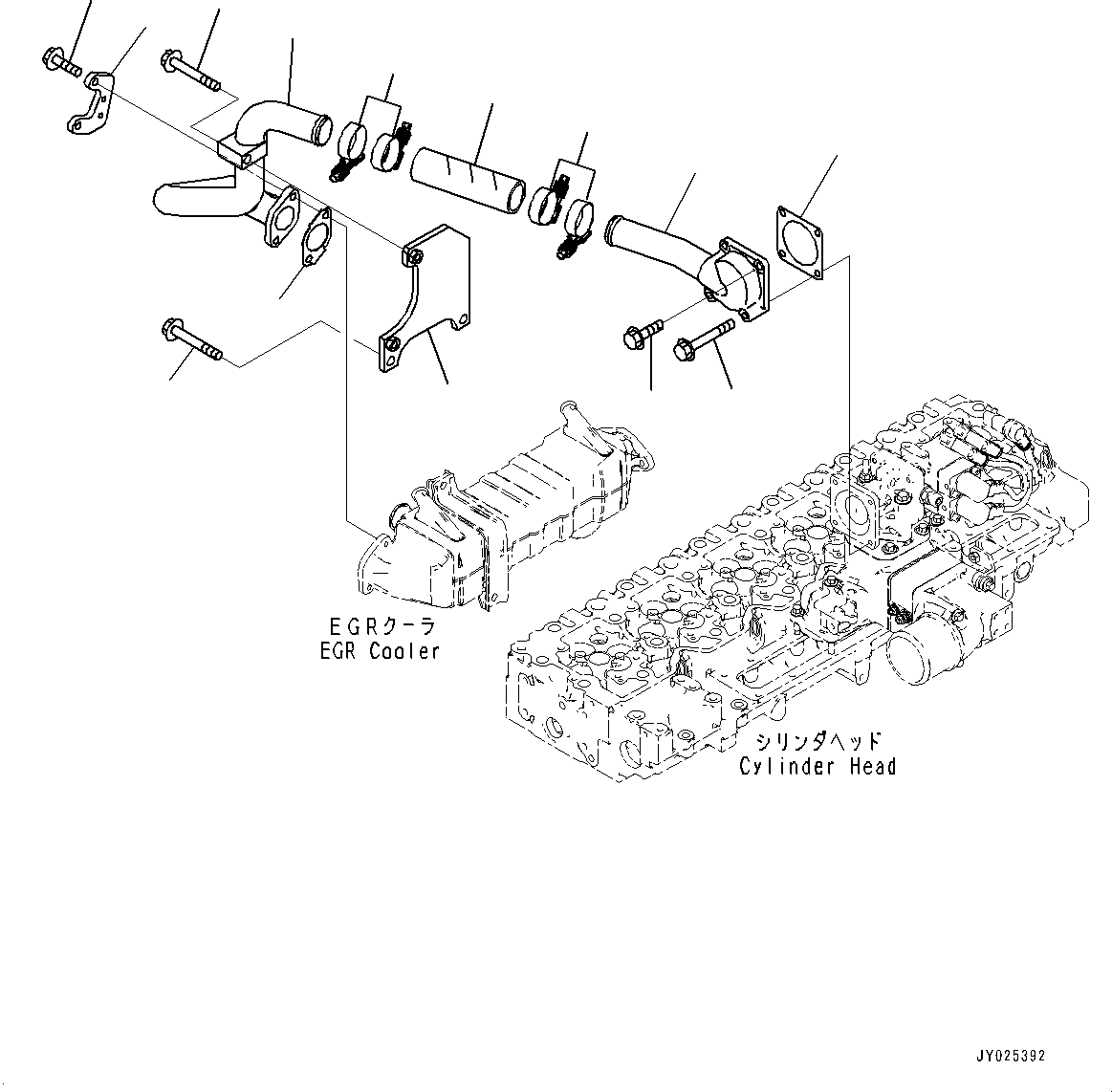 Engines Komatsu / SAA6D114E-6C S/N 26903969-UP (For HB365LC-3)(PC00028U) / Exhaust Gas Re-circulation (EGR) Cooler Air Piping(A017001 : AER20-001001)