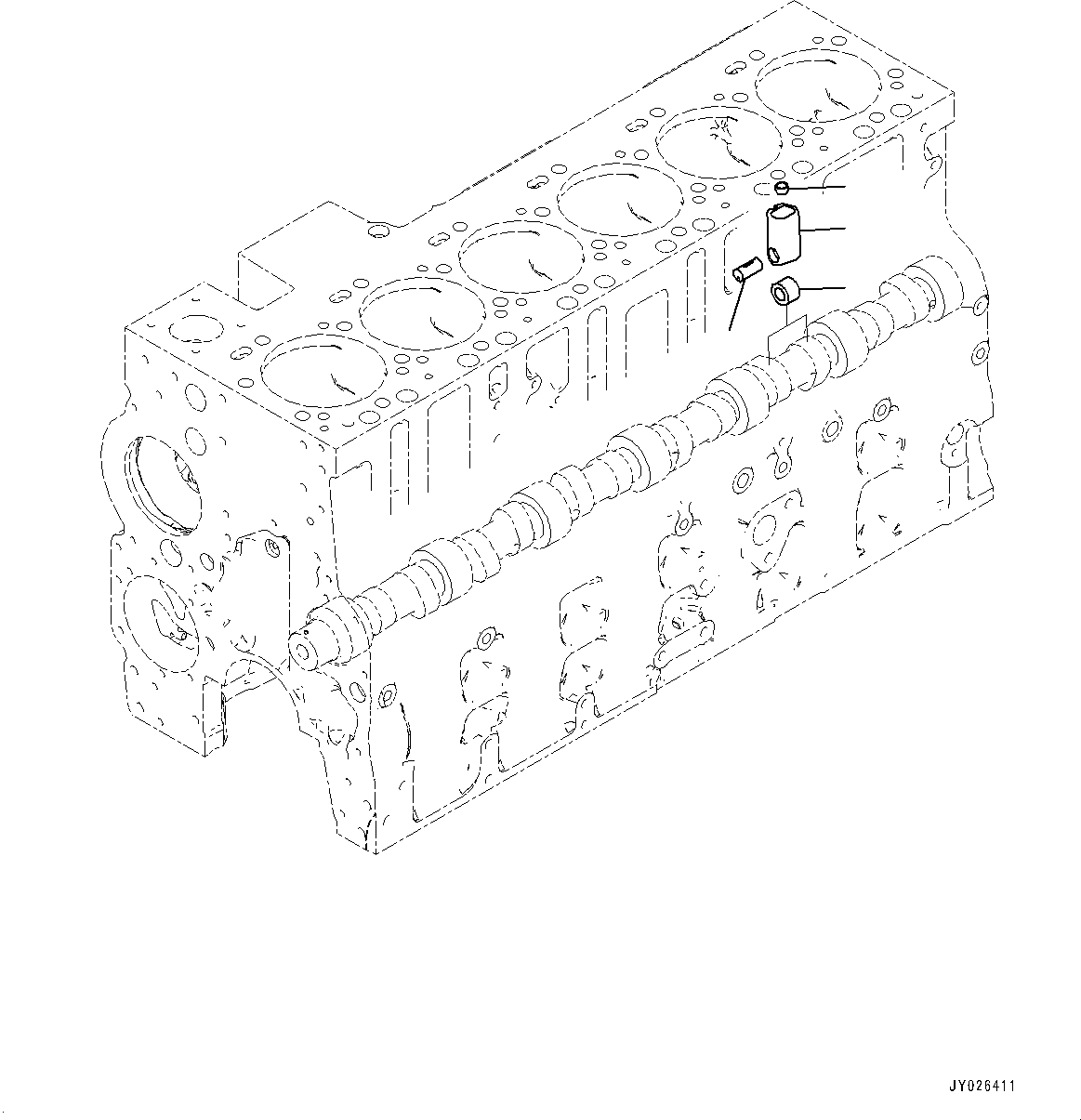 Komatsu parts book diagram for SAA6D114E-6C S/N 26903969-UP (For HB365LC-3): CYLINDER BLOCK, TAPPET