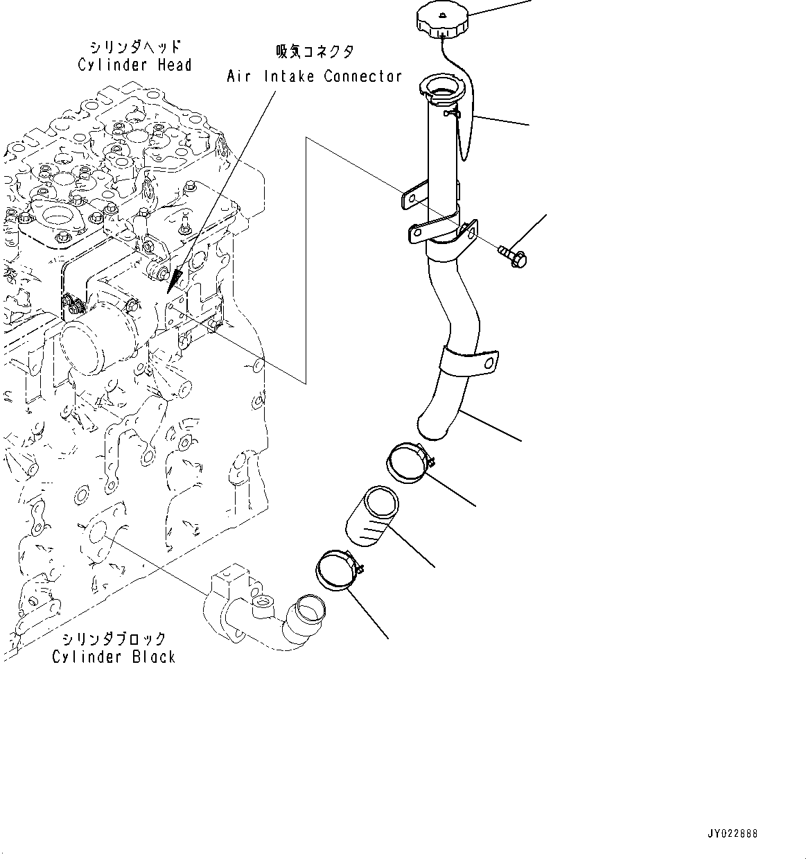 Engines Komatsu / SAA6D114E-6C S/N 26903969-UP (For HB365LC-3)(PC00028U) / Engine Oil Filler(B020001 : AOB10-001001)