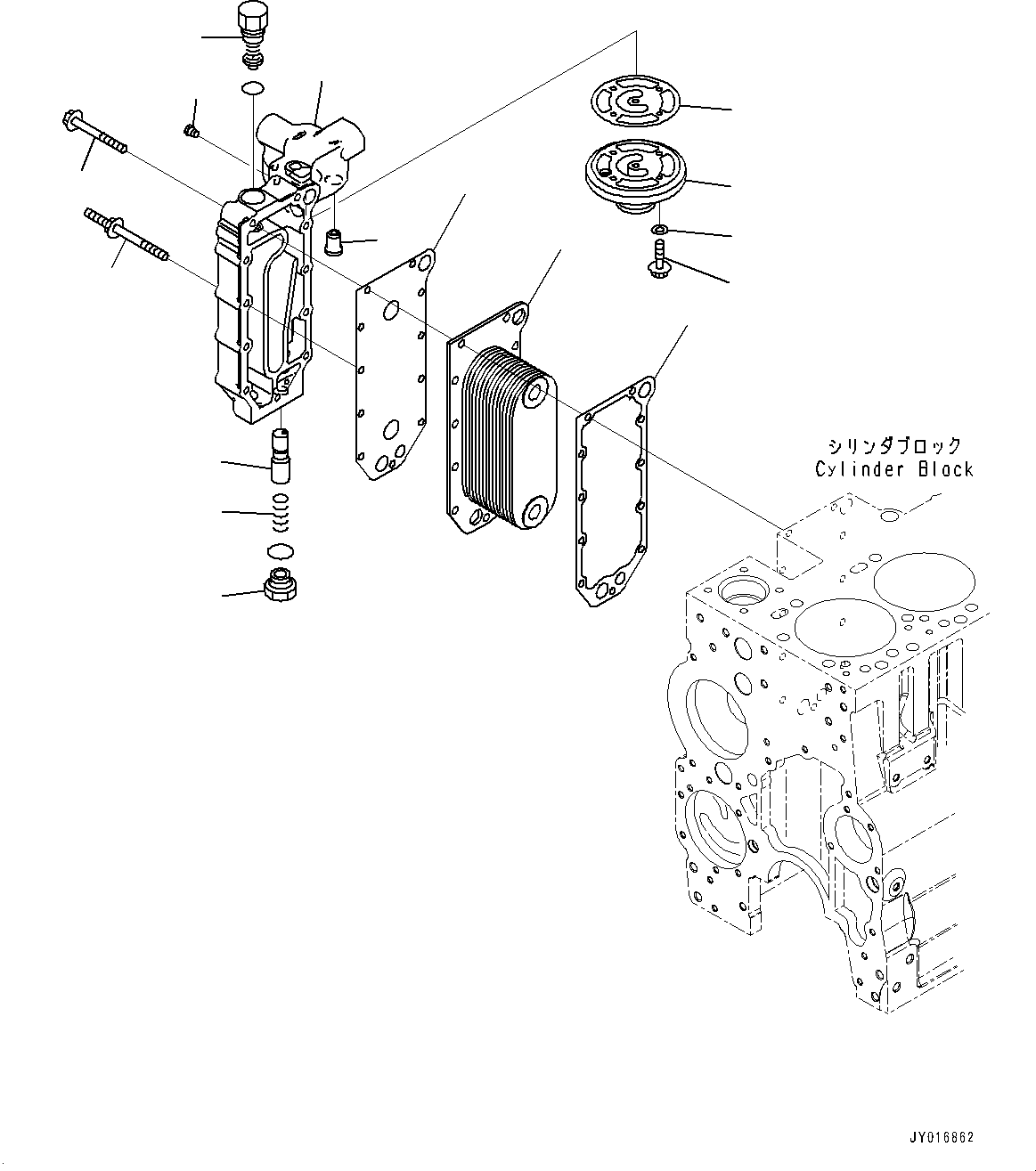 Komatsu parts book diagram for SAA6D114E-6C S/N 26903969-UP (For HB365LC-3): ENGINE OIL COOLER