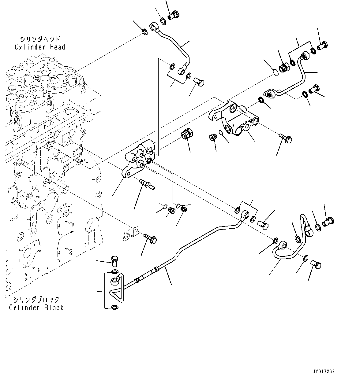 Komatsu parts book diagram for SAA6D114E-6C S/N 26903969-UP (For HB365LC-3): FUEL DRAIN PIPING