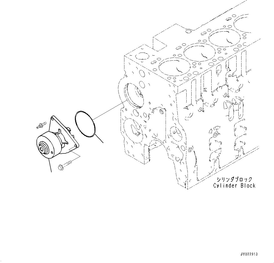 Komatsu parts book diagram for SAA6D114E-6C S/N 26903969-UP (For HB365LC-3): WATER PUMP