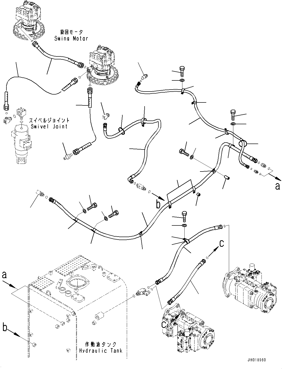 Excavators Komatsu / PC700LC-11 S/N 80013-UP(PC00032U) / Drain Piping, (1/2)(H010001 : H0340-001001)