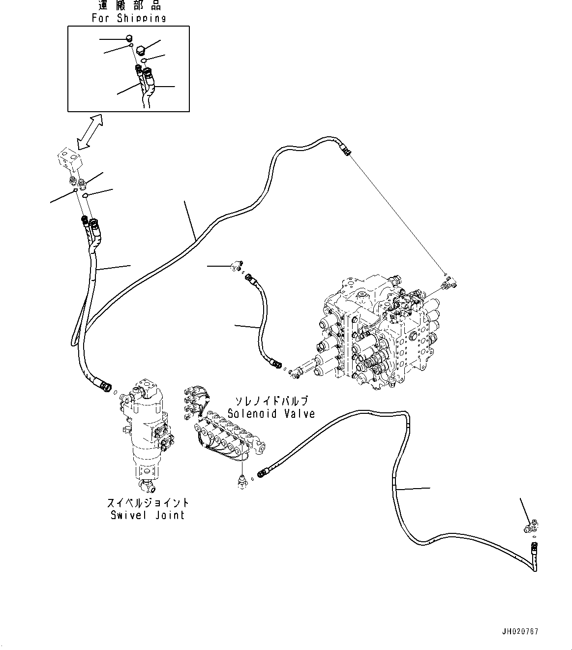 Excavators Komatsu / PC700LC-11 S/N 80013-UP(PC00032U) / Proportional Pressure Control (PPC) Main Piping, Hose (2/2)(H023002 : H1840-001002)
