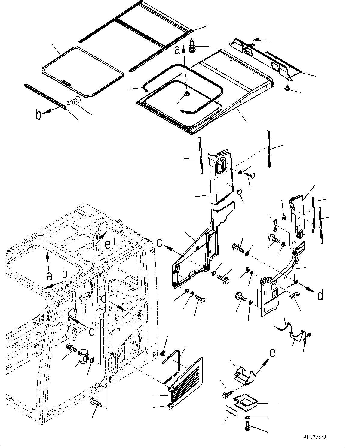 Excavators Komatsu / PC700LC-11 S/N 80013-UP(PC00032U) / Cab, Roof Cover, Hanger, Drink Holder and Air Intake(K014010 : K1110-002010)