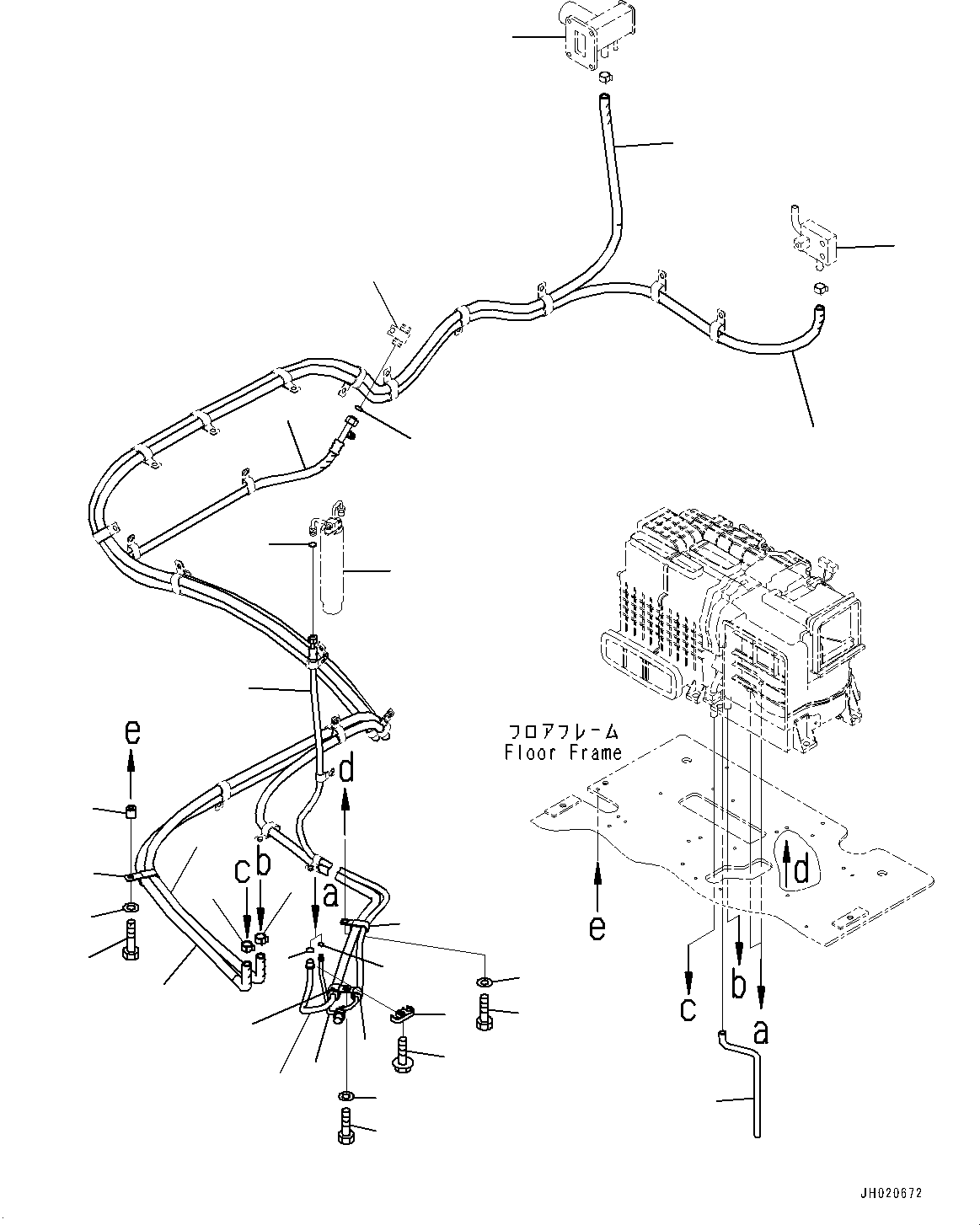 Excavators Komatsu / PC700LC-11 S/N 80013-UP(PC00032U) / Cab, Floor, Air Conditioner Piping(K014058 : K1110-002058)