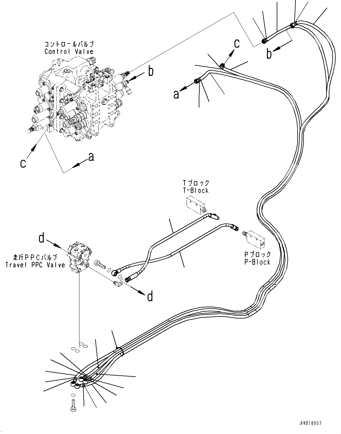 Excavators Komatsu / PC700LC-11 S/N 80013-UP(PC00032U) / Cab, Floor, PPC Piping for Travel Valve(K014059 : K1110-002059)