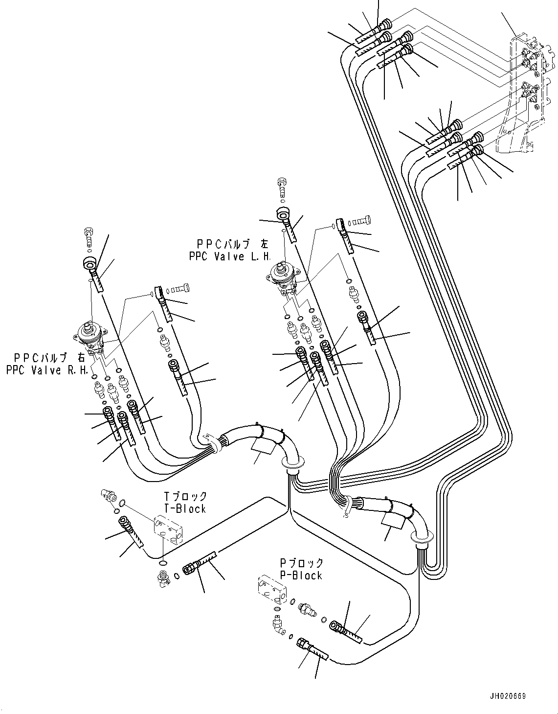 Excavators Komatsu / PC700LC-11 S/N 80013-UP(PC00032U) / Cab, Floor, PPC Piping for Pilot Valve(K014060 : K1110-002060)