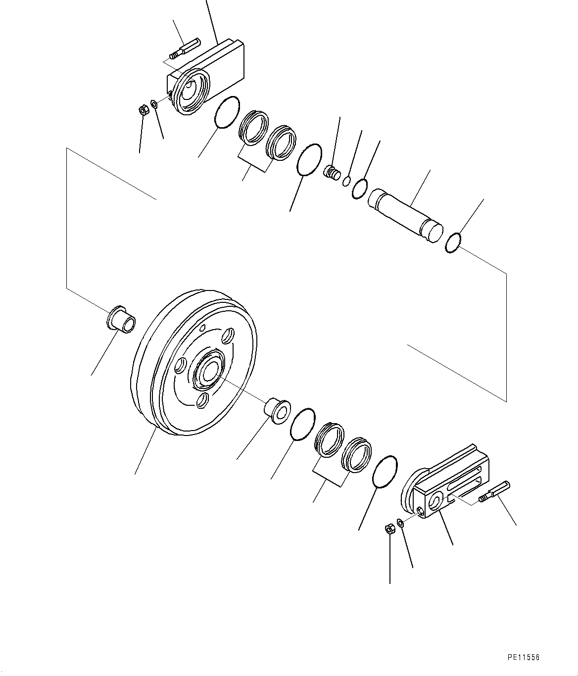 Komatsu parts book diagram for PC700LC-11 S/N 80013-UP: TRACK FRAME, FULL LENGTH TRACK ROLLER GUARD, FRONT IDLER, L.H. (1/2)