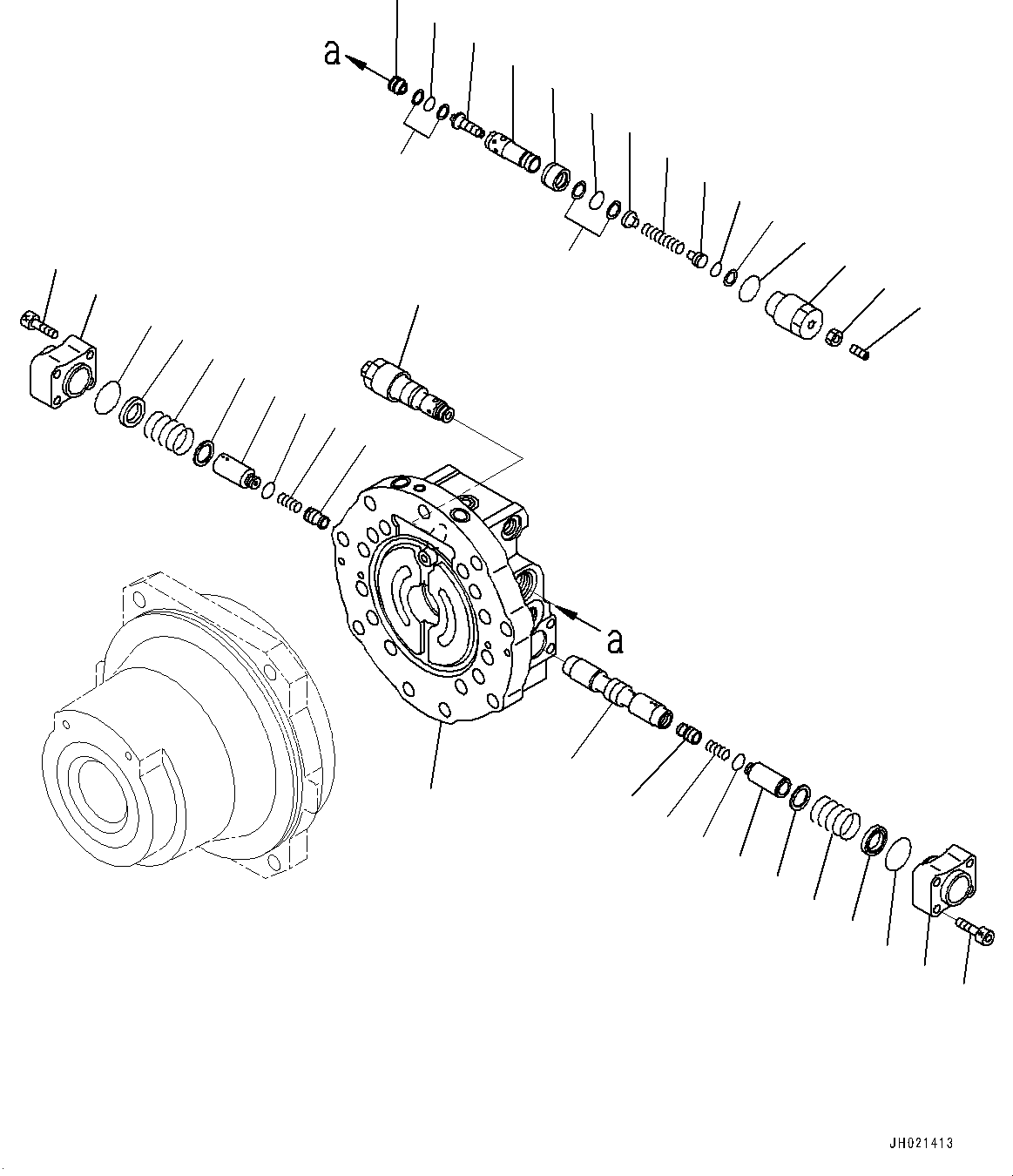 Komatsu parts book diagram for PC700LC-11 S/N 80013-UP: TRACK FRAME, TRACK ROLLER GUARD, INNER PARTS, TRAVEL MOTOR, R.H. (2/4)