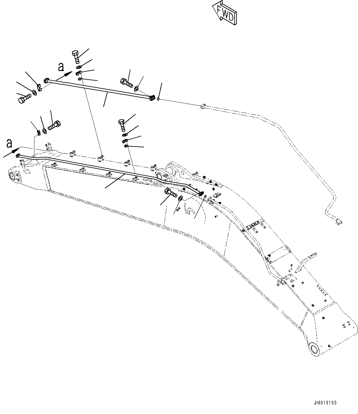 Komatsu parts book diagram for PC700LC-11 S/N 80013-UP: BOOM, 7600MM, BOOM AND ARM ANTI-DROP VALVE, BUCKET CYLINDER PIPING, TOP
