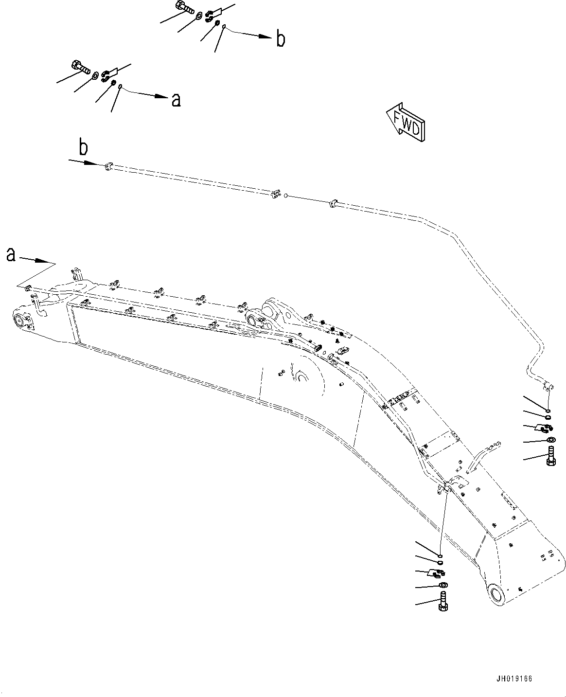 Komatsu parts book diagram for PC700LC-11 S/N 80013-UP: BOOM, 7600MM, BOOM AND ARM ANTI-DROP VALVE, BLIND PARTS