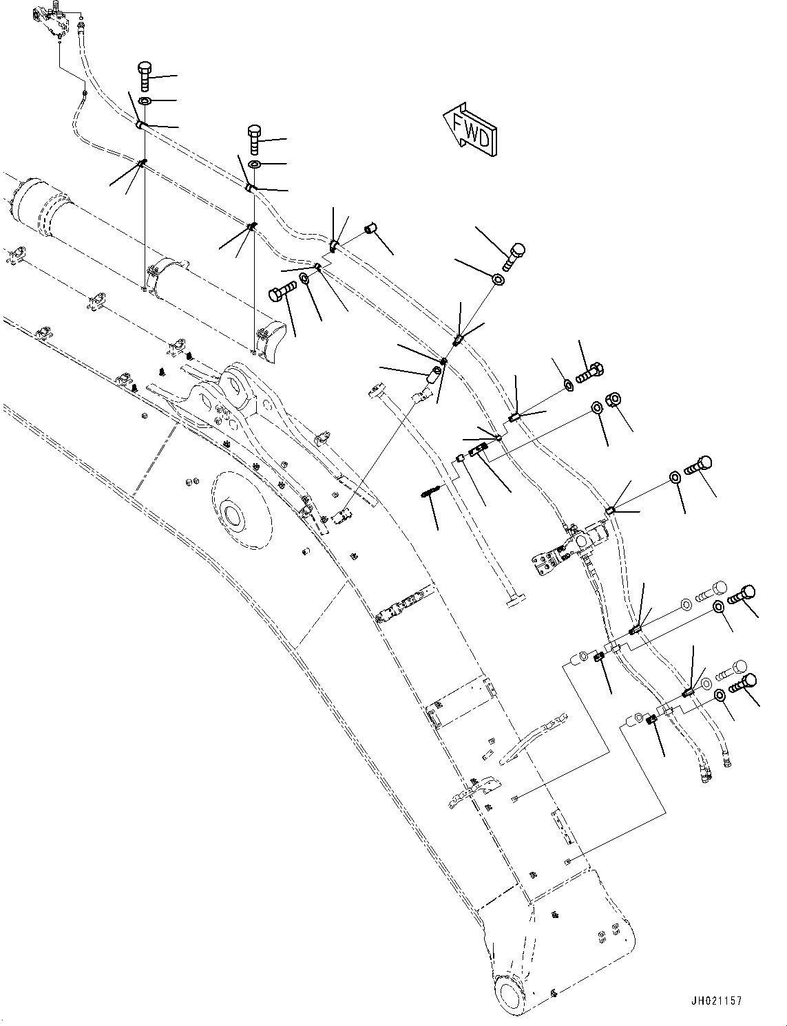 Komatsu parts book diagram for PC700LC-11 S/N 80013-UP: BOOM, 7300MM, HEAVY DUTY TYPE, BOOM AND ARM ANTI-DROP VALVE, ARM ANTI-DROP VALVE PIPING (2/2)