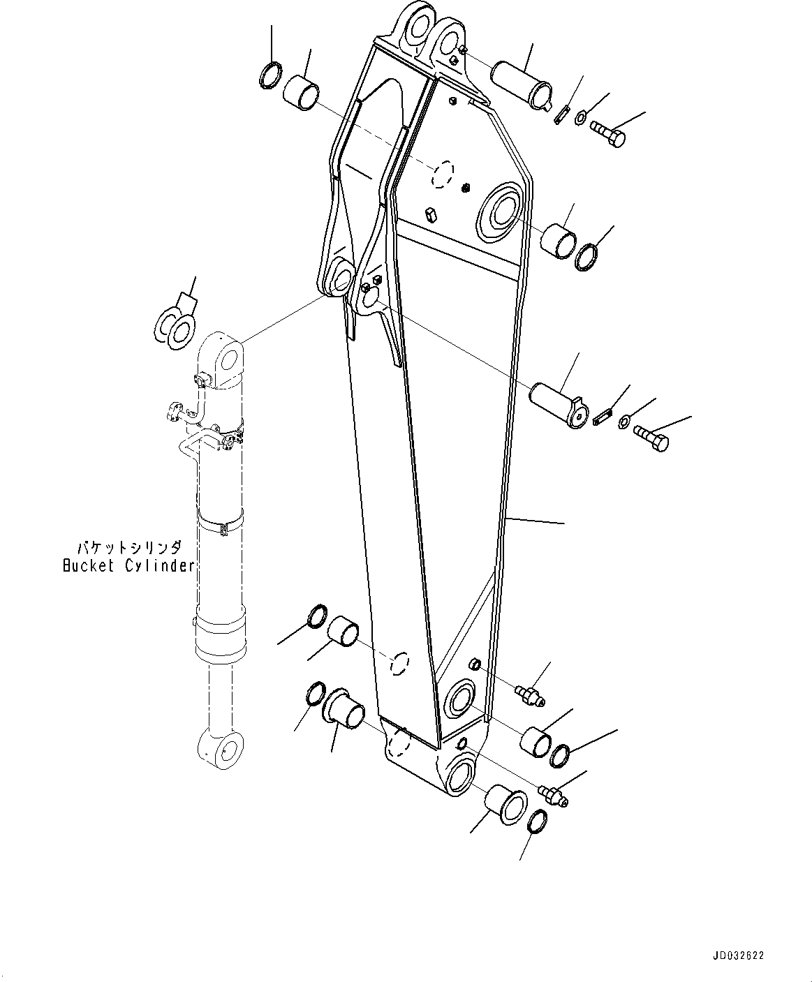 Komatsu parts book diagram for PC700LC-11 S/N 80013-UP: ARM, 3500MM, HEAVY DUTY TYPE, ARM AND PIN