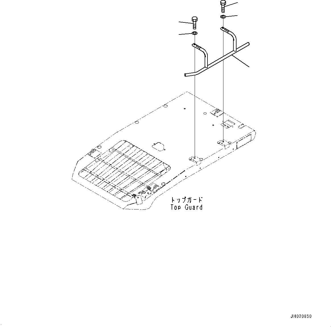 Komatsu parts book diagram for PC700LC-11 S/N 80013-UP: SIDE STEP L.H., CAB TOP GUARD LV2, (2/3)