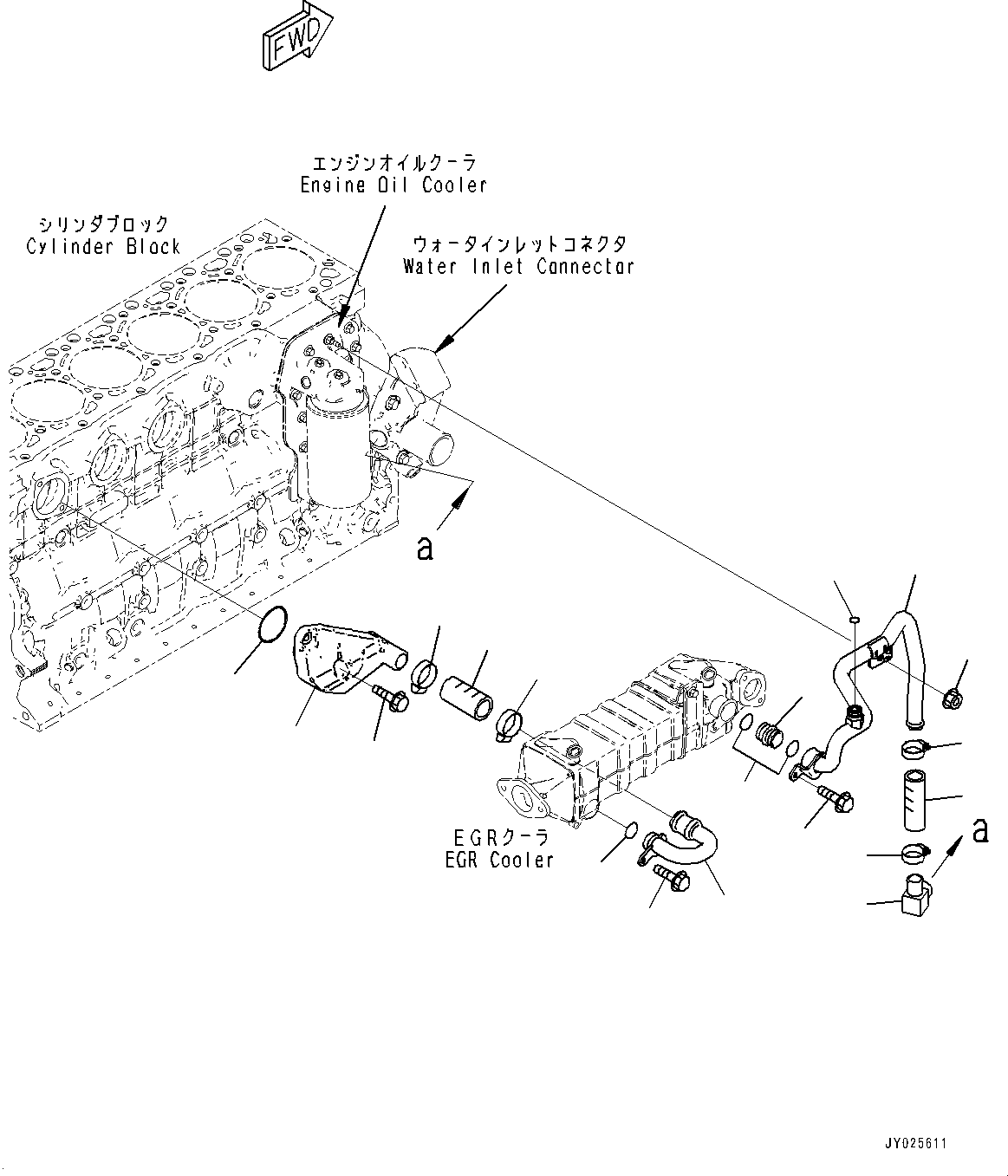Engines Komatsu / SAA6D107E-3C S/N 22173774-UP (For PC210LCI-11)(PC00037U) / Exhaust Gas Re-circulation (EGR) Cooler Water Piping(A015001 : AER10-001001)