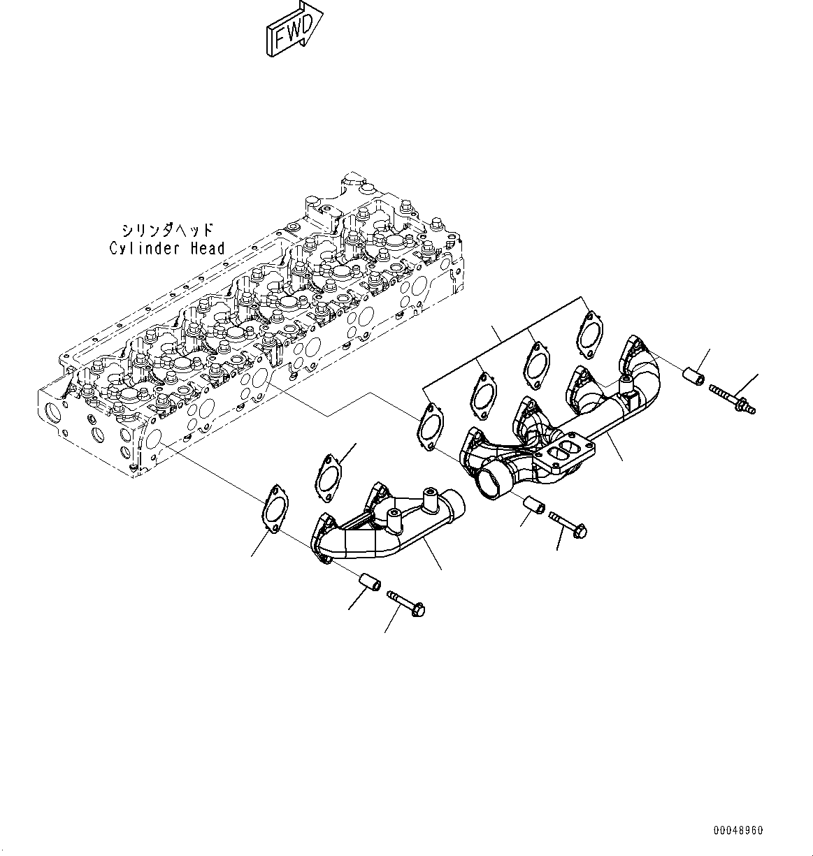 Engines Komatsu / SAA6D114E-3F S/N 26866736-UP (For PC300-8M0/PC350LC-8M0)(PC00038U) / Exhaust Manifold(A011001 : ATB30-001001)