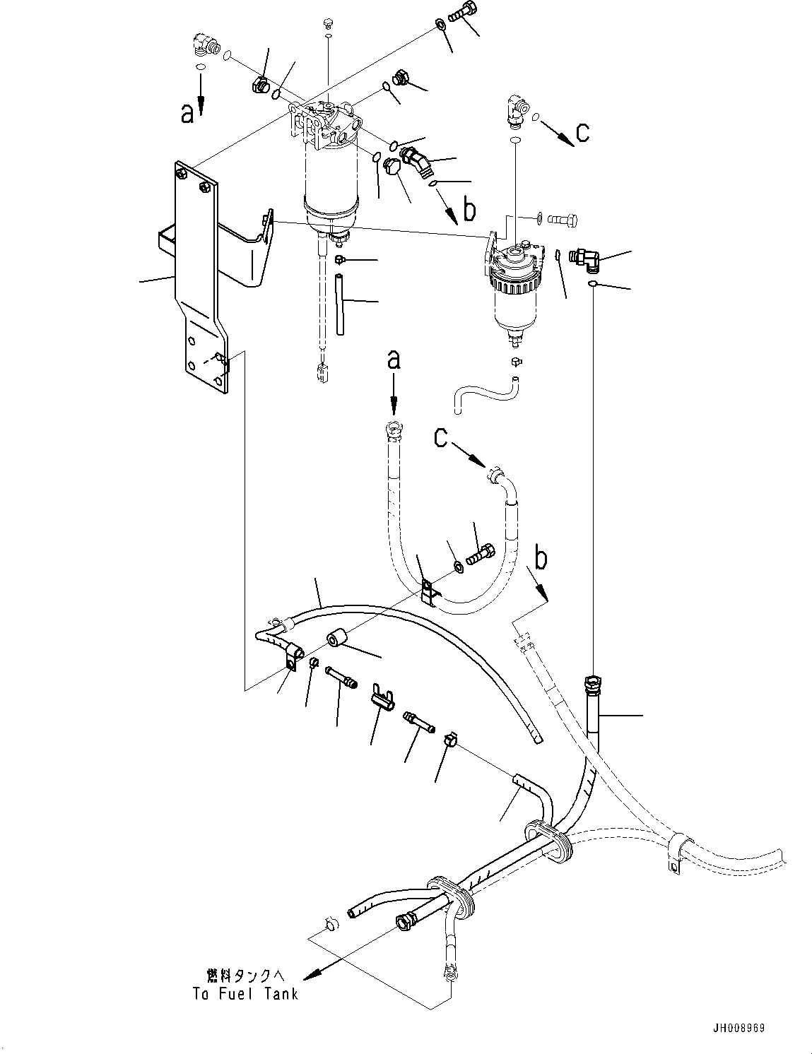 Komatsu parts book diagram for PC300-8M0 S/N K56001-UP: FUEL SUPPLY PIPING, FUEL PIPING