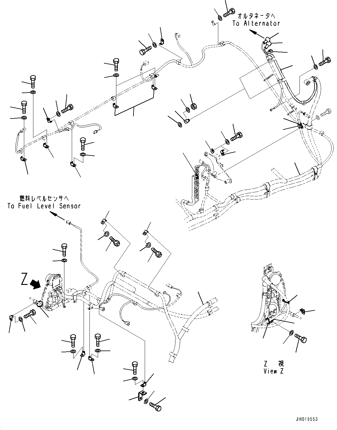 Komatsu parts book diagram for PC300-8M0 S/N K56001-UP: ELECTRIC WIRING HARNESS, WIRING HARNESS CLIP (3/3)