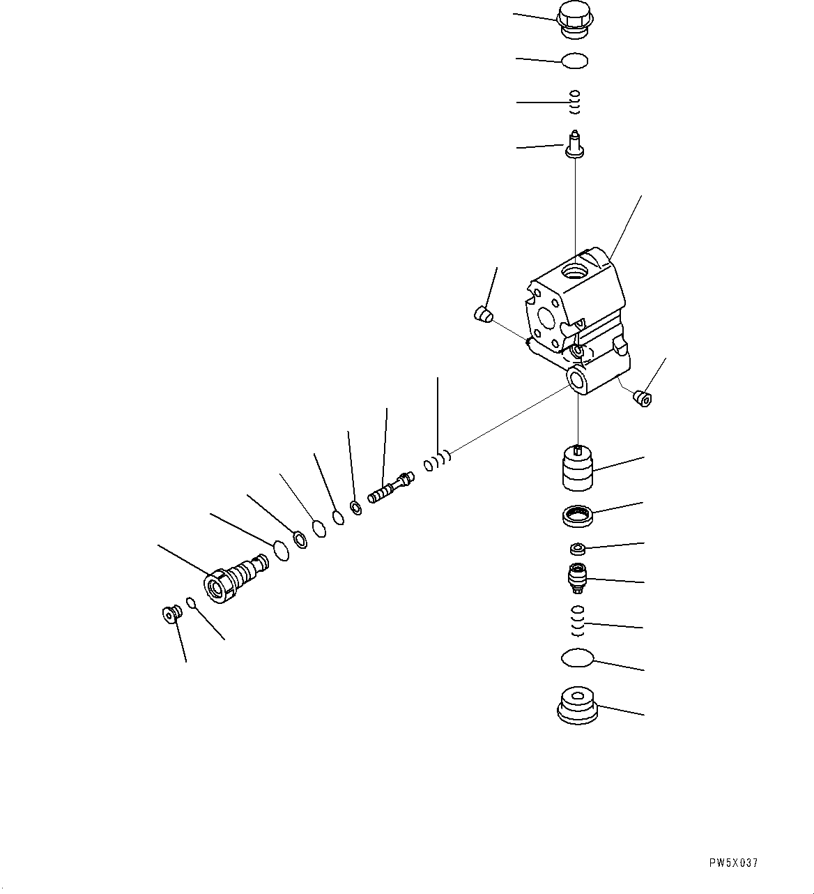 Komatsu parts book diagram for PC300-8M0 S/N K56001-UP: ARM HYDRAULIC DRIFT PREVENTION VALVE, INNER PARTS