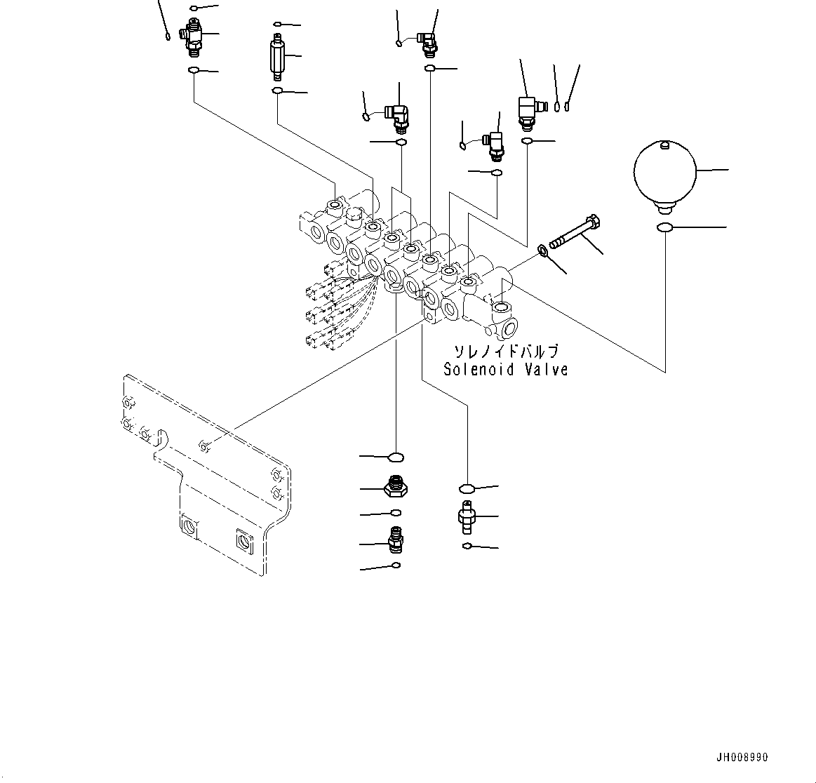 Komatsu parts book diagram for PC300-8M0 S/N K56001-UP: SOLENOID VALVE, RELATED PARTS