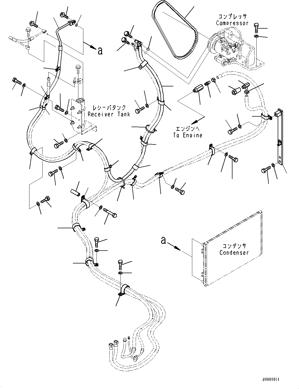 Komatsu parts book diagram for PC300-8M0 S/N K56001-UP: AIR CONDITIONER UNIT, HOSE
