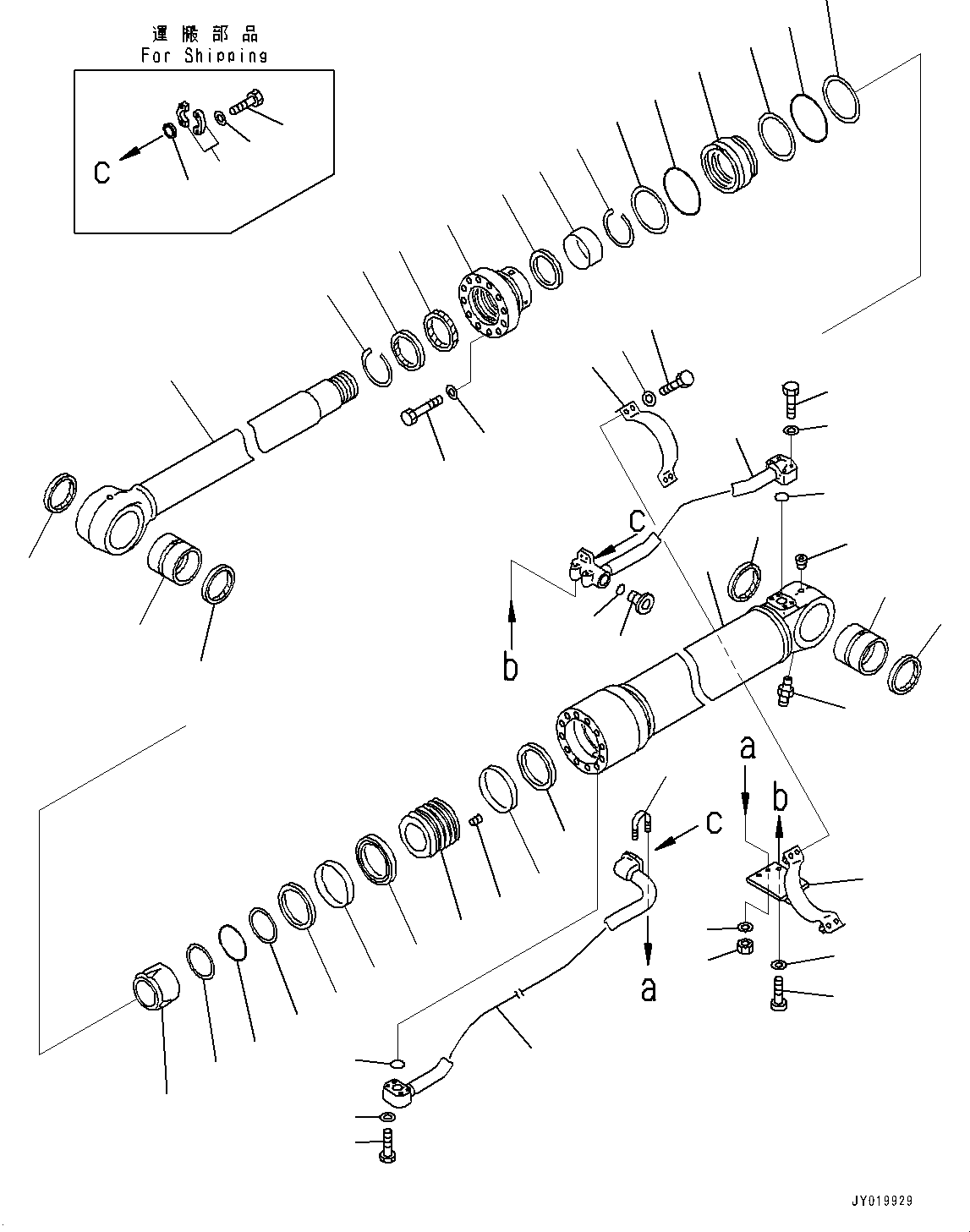 Komatsu parts book diagram for PC300-8M0 S/N K56001-UP: BOOM CYLINDER, 100 HOURS LUBRICATION INTERVAL, L.H.
