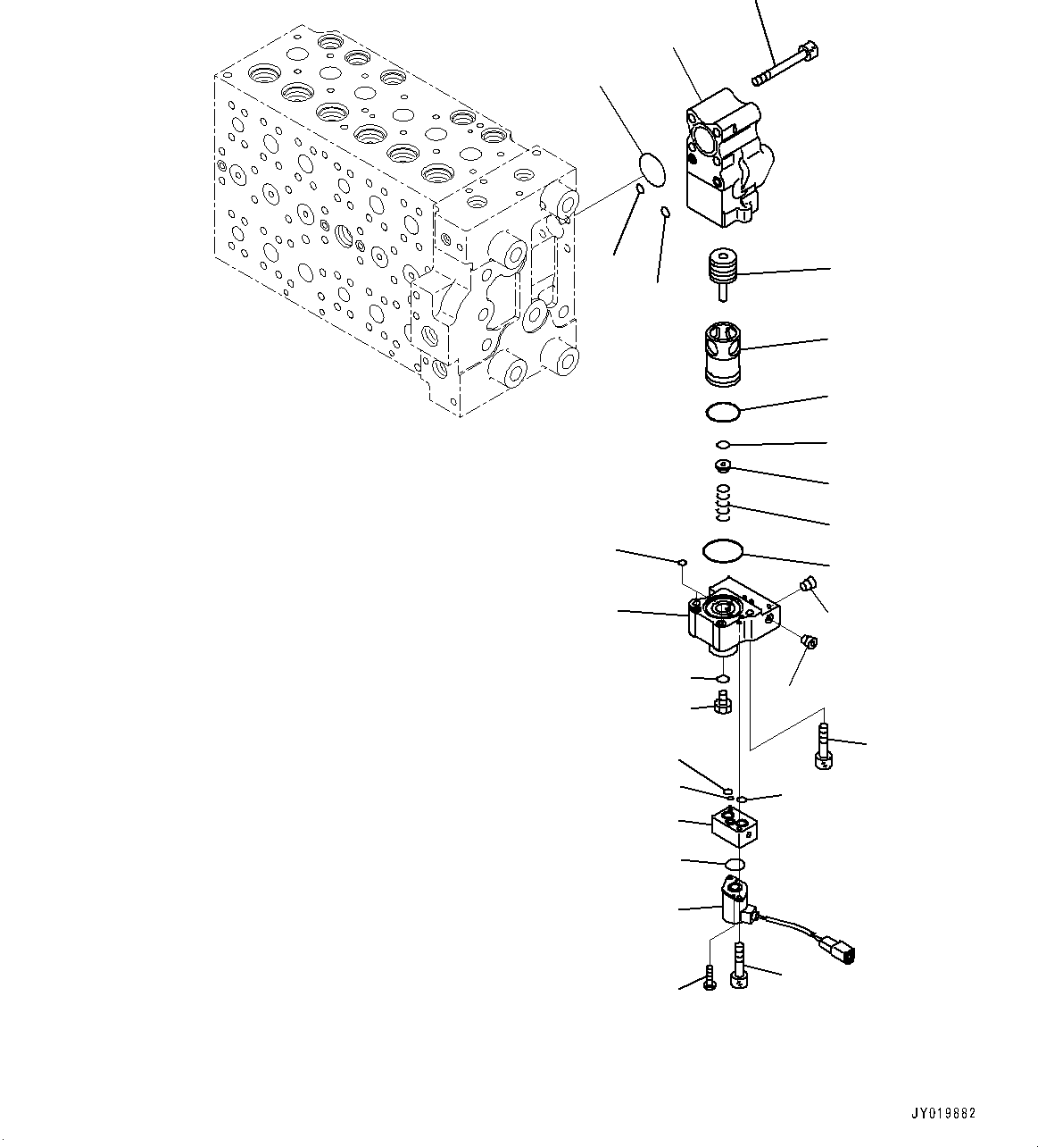 Komatsu parts book diagram for PC350LC-8M0 S/N K52001-UP: CONTROL VALVE, 7-SPOOL, INNER PARTS (18/22)