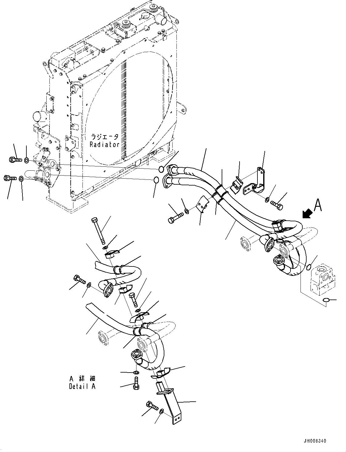 Komatsu parts book diagram for PC350LC-8M0 S/N K52001-UP: OIL COOLER PIPING