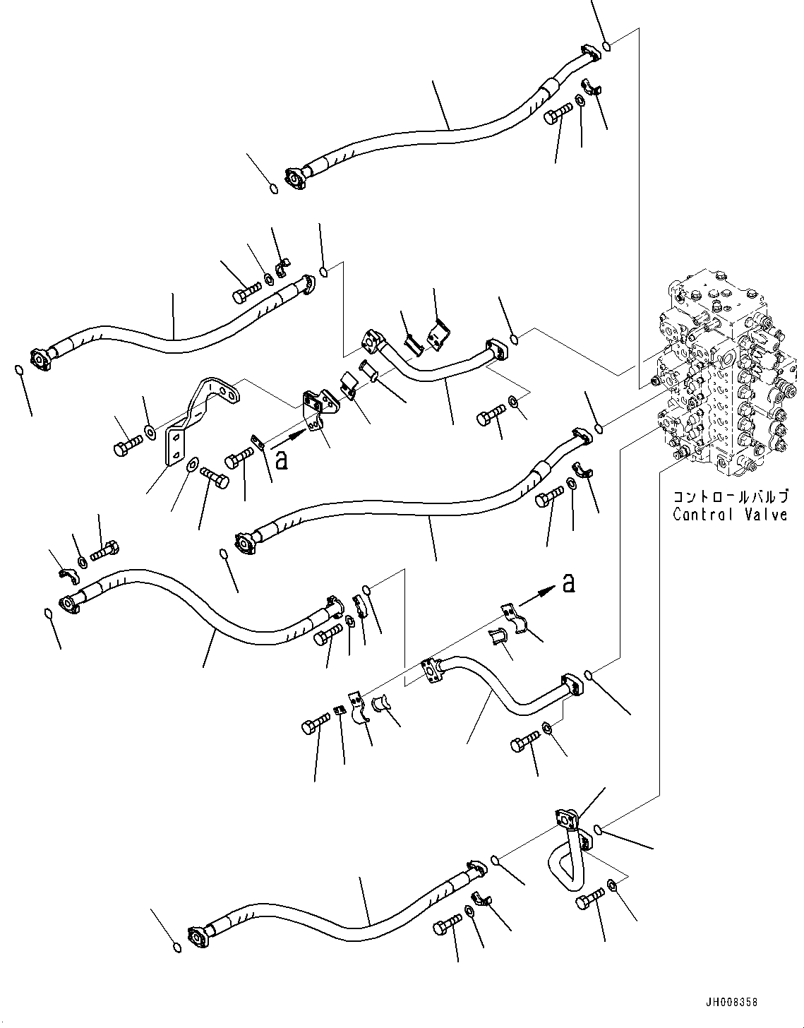 Komatsu parts book diagram for PC350LC-8M0 S/N K52001-UP: ARM AND BUCKET PIPING