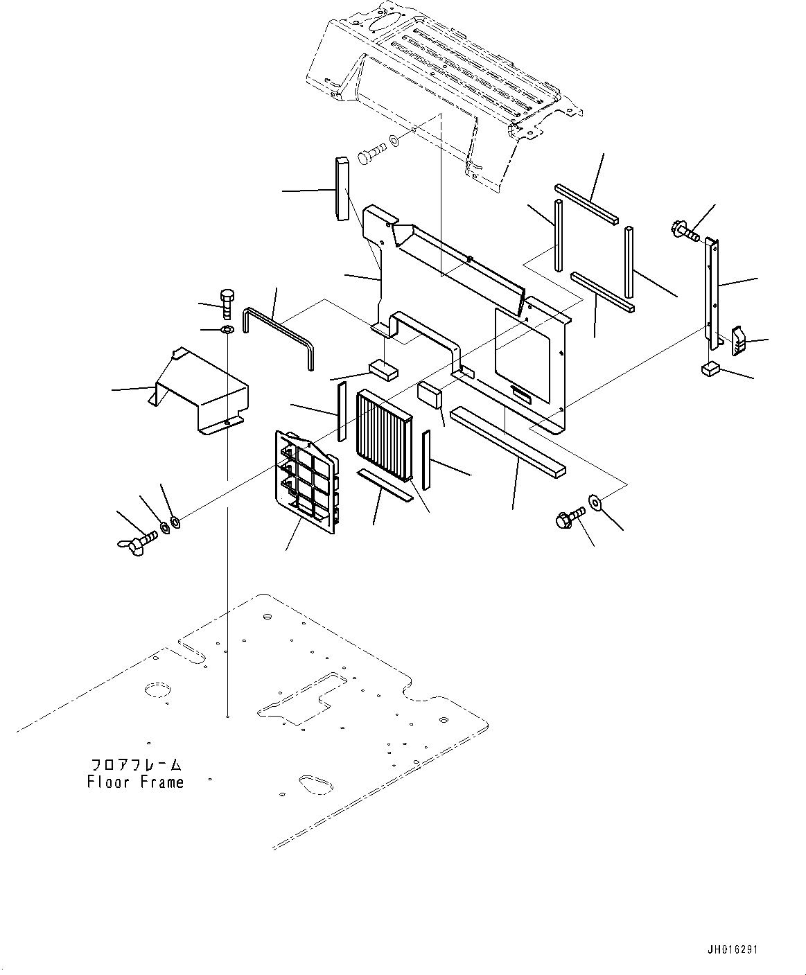 Komatsu parts book diagram for PC350LC-8M0 S/N K52001-UP: CAB, CAB IN PARTS, PARTITION AND RECIRCULATION AIR FILTER